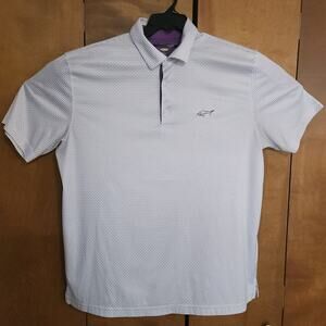Greg Norman Play Dry Mens Golf Polo Shirt Large Shark Logo Patterned Shirt